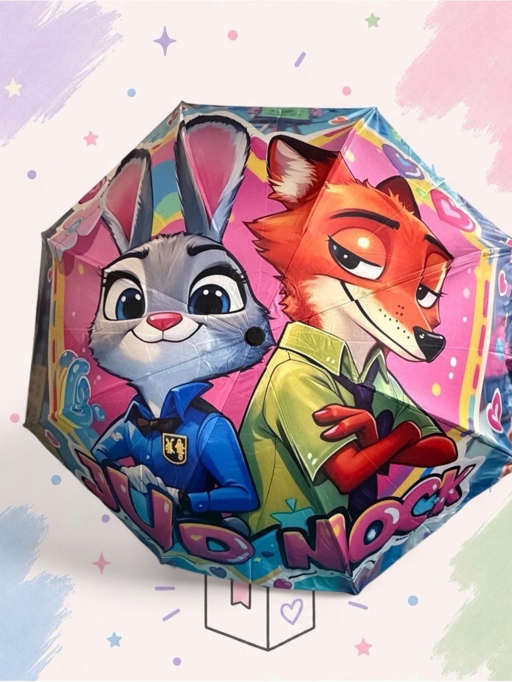 FULL-SIZE  Zootopia Inspired Folding Travel Umbrella with Matching Sleeve | New